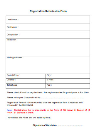 Registration Submission Form 