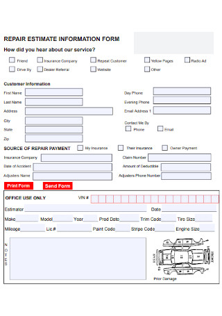Repair Estimate Information Form