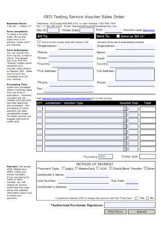 Sales Voucher Order Form