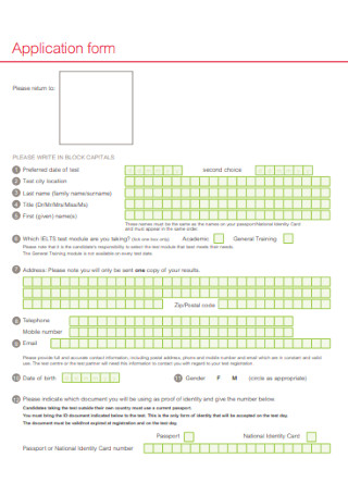 Sample Application Form Template