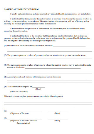 Sample Authorization Form Template