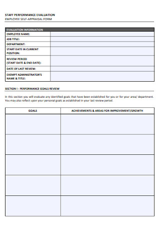 Sample Employee Self Appraisal Form