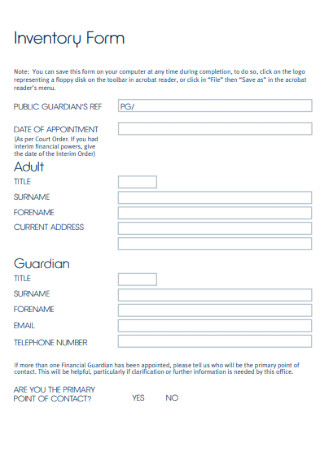 Sample Inventory Form Template