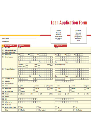 Sample Loan Application Form Template