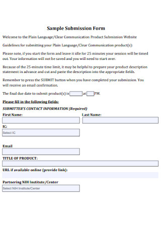Sample Submission Form Template