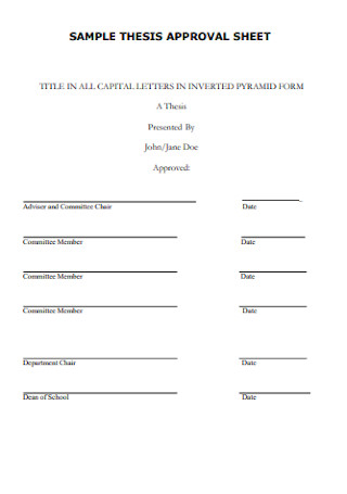 Sample Thesis Approaval Sheet