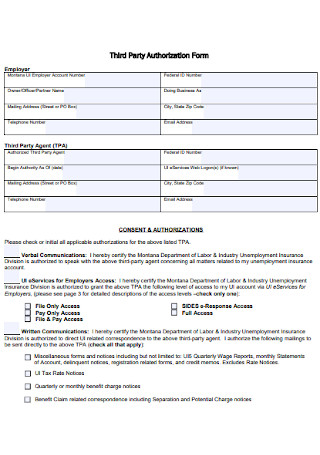 Sample Third Party Authorization Form 