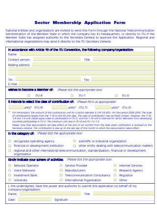 Sector Membership Application Form 