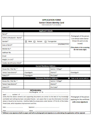 Senior Citizen ID Application Form