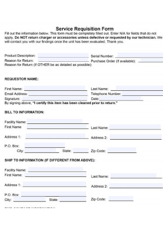 Service Requisition Form Template
