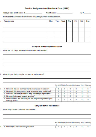 Session Assignment and Feedback Form