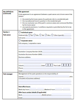 Site Agreement Form