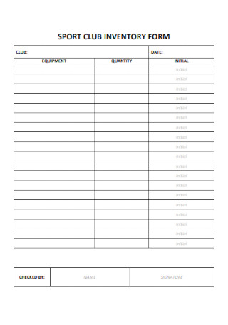 Sport Club Inventory Form