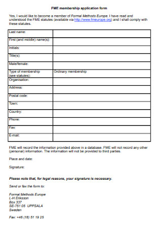 Standard Membership Application Form