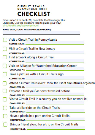 Standard Trails Checklist Template