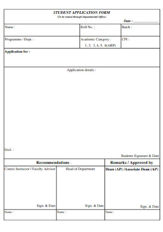 Student Application Form Template