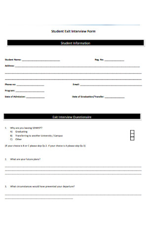 Student Exit Interview Form