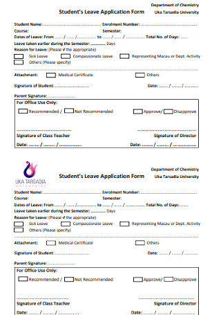 Students Leave Application Form 