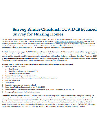 Survey Binder Checklist