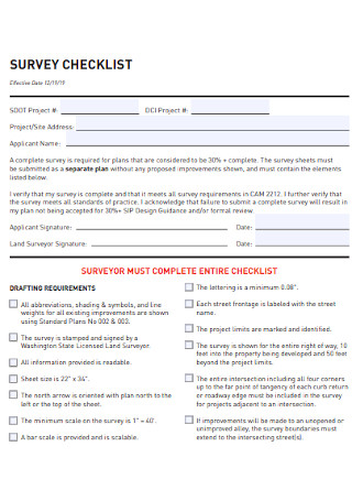 Survey Checklist Format