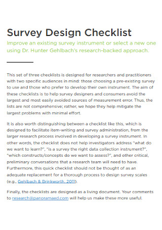 Survey Design Checklist 