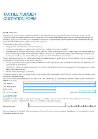 Tax File Quotation Form