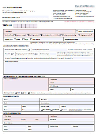 Test Requisition Form Example