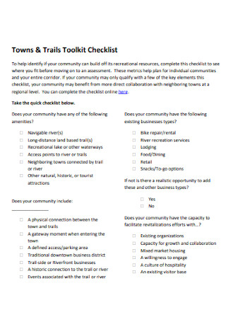 Trails Toolkit Checklist