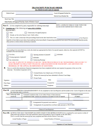Transcript Purchase Order Form