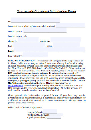 Transgenic Construct Submission Form