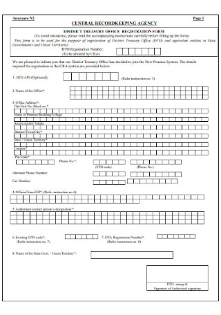 Treasury Office Registration Form
