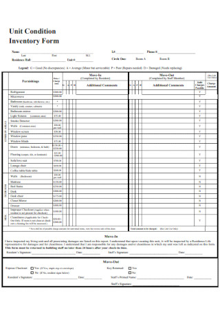 Unit Condition Inventory Form