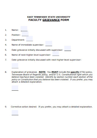 University Faculty Grievance Form