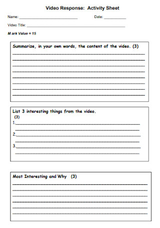 Video Response Activity Sheet 