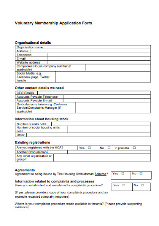 Voluntary Membership Application Form 