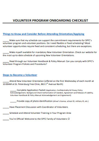 Volunteer Program Onboarding Checklist