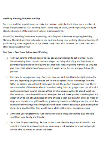 Wedding Shows Planning Checklist