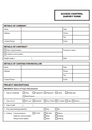 Access Control Survey Form