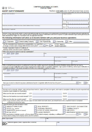 Account Audit Questionnaire