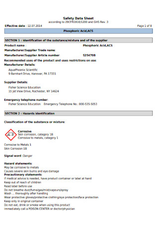 Acid Safety Data Sheet