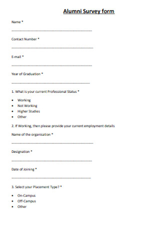 Alumni Survey form