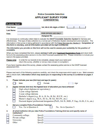 Applicant Survey Form