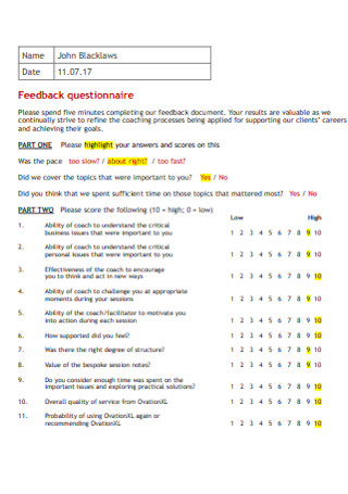Basic Feedback Questionnaire