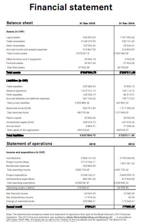 Basic Financial Statement Template