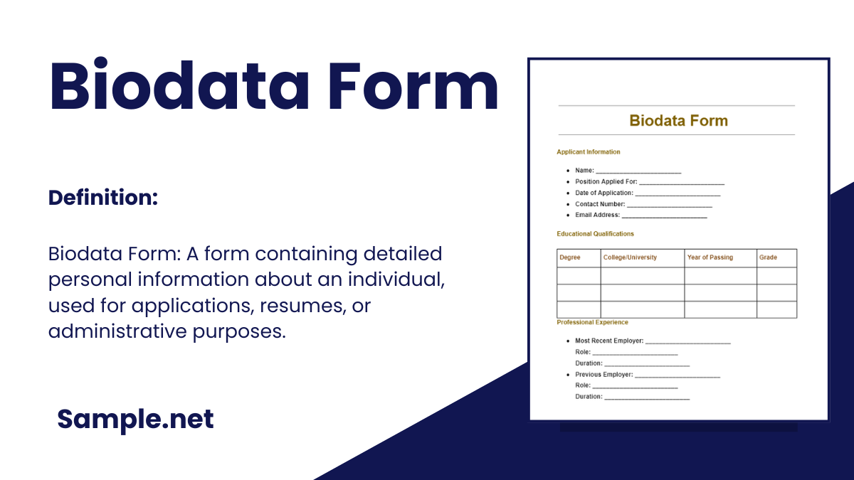 Free 29 Biodata Form Samples Pdf Ms Word 2584