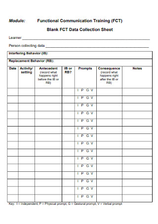Blank Data Collection Sheet