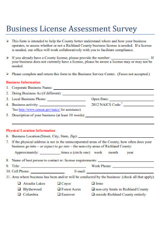 Business Survey Form