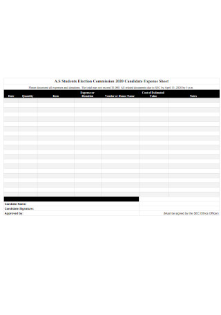 Candidate Expense Sheet