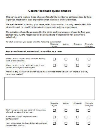 Carers Feedback Questionnaire