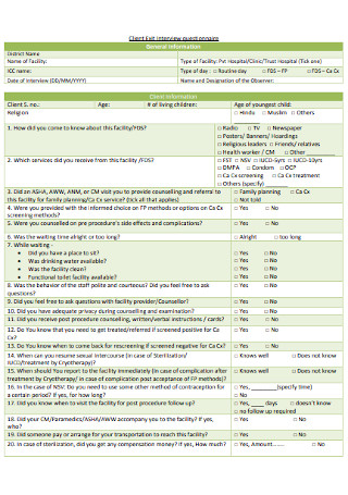 Client Exit Interview questionnaire